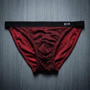 Le Tigre Mens L Underwear Red Animal String Brief Retro Y2K Festival